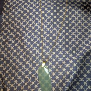 Retired Kendra Scott Gold Necklace with Green Pendant